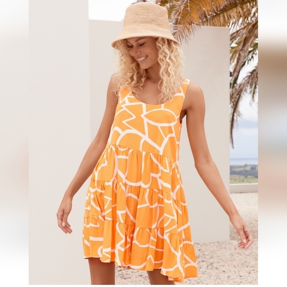 Mister Zimi abstract print linen blend  sundress